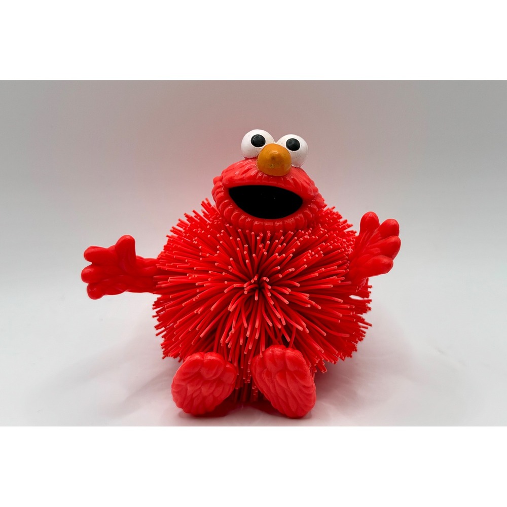 Vintage 90s Sesame Street Elmo Koosh Ball Toy Rubber Figure Sensory Toy Kids